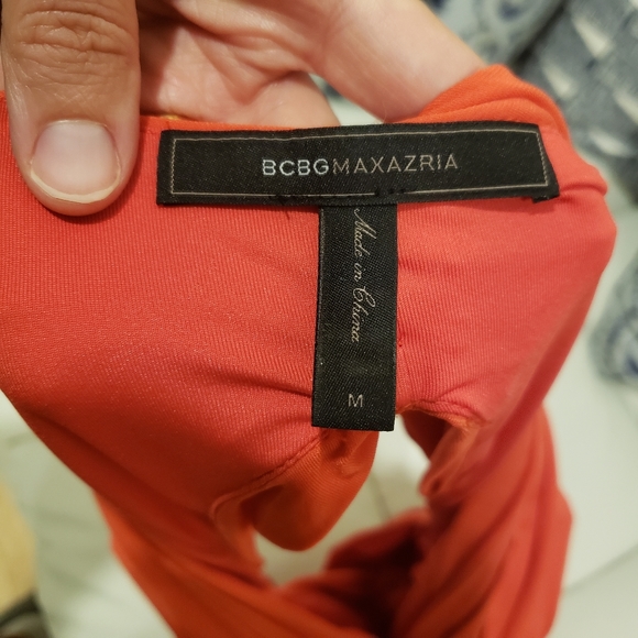 BCBGMaxAzria Lou Orange Poppy Ruched Dress in Medium - Picture 6 of 8